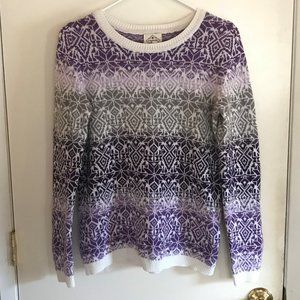 Purple White Gray Fair Isle Sweater St John's Bay
